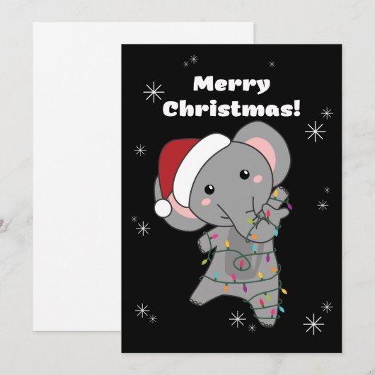 Olifant Kerst Sneeuw Winter Dieren Olifanten Feestdagenkaart (Voorkant / Achterkant)