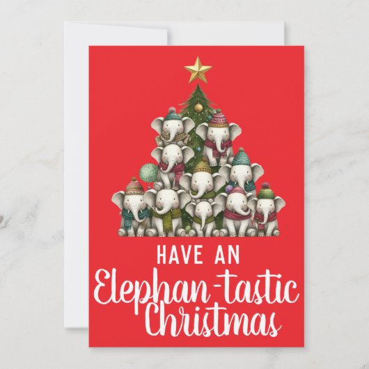 Olifant kerstboom feestdagenkaart (Voorkant)