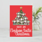Olifant kerstboom feestdagenkaart (Staand voorkant)