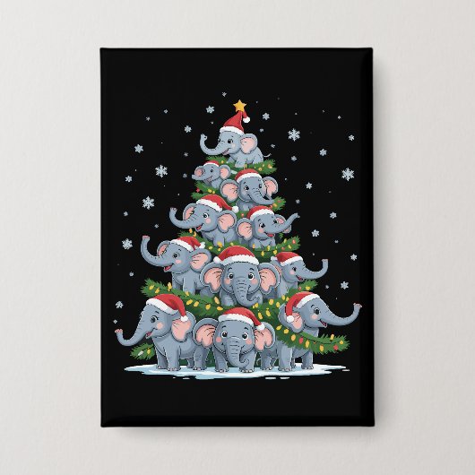Olifant Kerstboom Grappige Lieve Olifant Button (Voorkant)