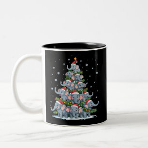 Olifant Kerstboom Grappige Lieve Olifant Tweekleurige Koffiemok