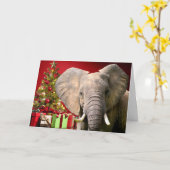 Olifant Kerstgroeten Kaart (Gele Bloem)