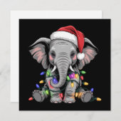 Olifant Kerstlichtjes Kerstvakantie Wilde Dier Feestdagenkaart (Voorkant / Achterkant)