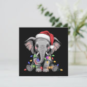 Olifant Kerstlichtjes Kerstvakantie Wilde Dier Feestdagenkaart (Staand voorkant)