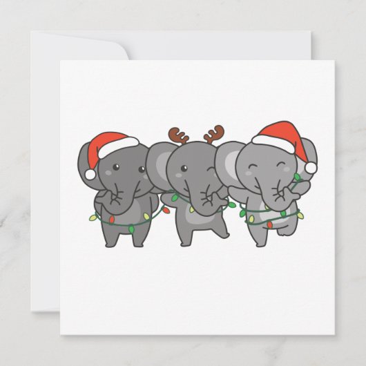 Olifant Kerstmis Kerst Dieren Lieve Uitnodiging (Voorkant)
