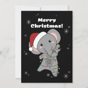 Olifant Kerstmis Sneeuw Winter Dieren Olifanten Feestdagenkaart