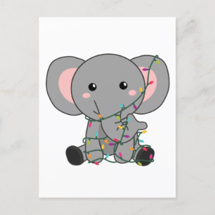 Olifant Kerstmis Sneeuw Winter Dieren Olifanten Feestdagenkaart