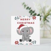 Olifant Kerstmis Sneeuw Winter Dieren Olifanten Kaart (Staand voorkant)