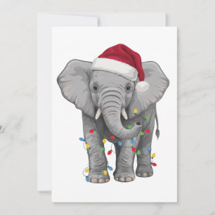 Olifant Kerstverlichting Kerstman Hoed Safari Kers Feestdagenkaart