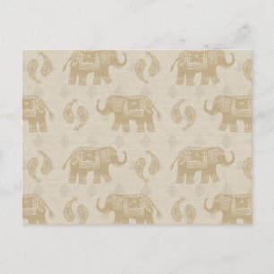 Olifant Khaki Caravan Patroon Briefkaart