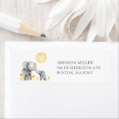 Olifant Kisses Baby shower Adreslabel Etiket (Insitu)