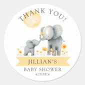 Olifant Kisses Baby shower Dank u Ronde Sticker (Voorkant)