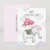 Olifant klaslokaal valentijn. Cartoon dier. Kinder Feestdagenkaart (Voorkant / Achterkant)