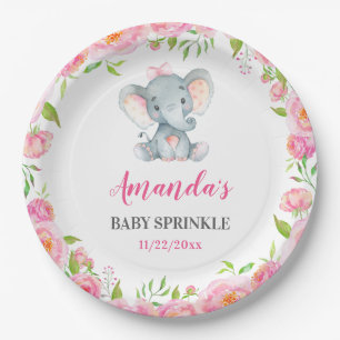 Olifant kleine pinda meisje Baby shower sprinkle Papieren Bordje