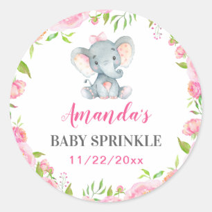 Olifant kleine pinda meisje Baby shower sprinkle Ronde Sticker