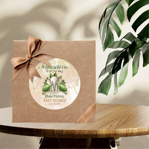 Olifant kleine wilde is op de weg Baby shower Ronde Sticker