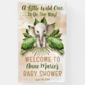 Olifant kleine wilde is op de weg Baby shower Spandoek (Verticaal)