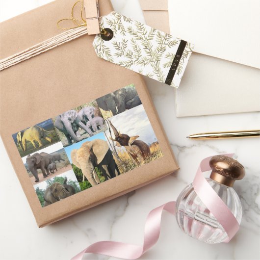 Olifant kleur foto rechthoekige sticker (Geschenken)