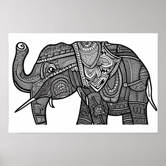 Olifant Kleurplaat Poster (Voorkant)