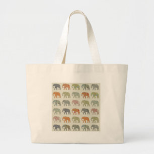 Olifant Kleurrijk Dier Patroon Grote Tote Bag