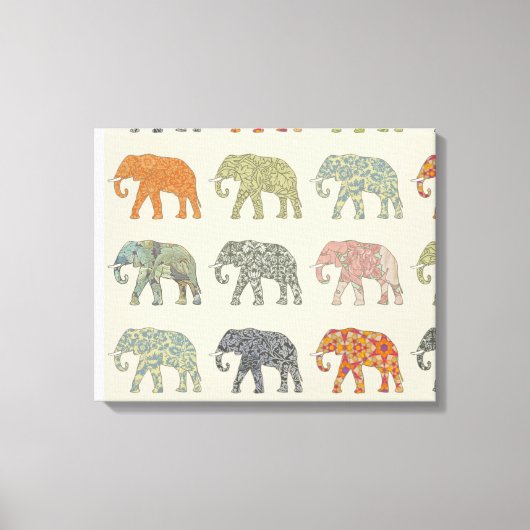 Olifant Kleurrijk Dier Patroon Modern Canvas Afdruk (Voorkant)