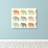 Olifant Kleurrijk Dier Patroon Modern Canvas Afdruk (Insitu (Houten vloer))