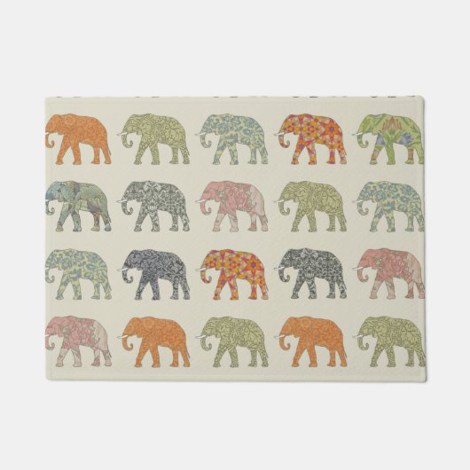 Olifant Kleurrijk Dier Patroon Modern Deurmat (Voorkant)