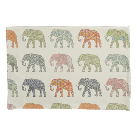 Olifant Kleurrijk Dier Patroon Modern Kussensloop (Voorkant)