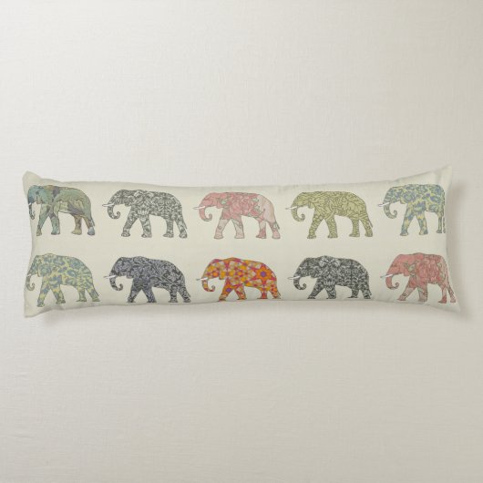Olifant Kleurrijk Dier Patroon Modern Lichaamskussen (Achterkant)