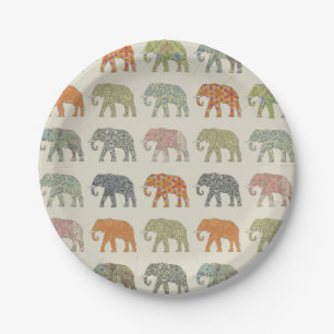 Olifant Kleurrijk Dier Patroon Modern Papieren Bordje