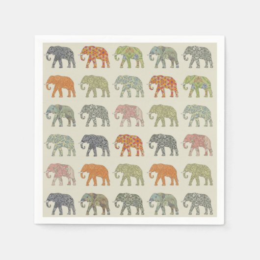 Olifant Kleurrijk Dier Patroon Modern Servetten (Voorkant)