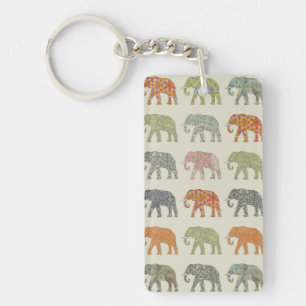 Olifant Kleurrijk Dier Patroon Modern Sleutelhanger