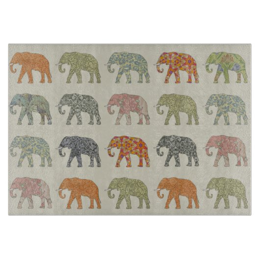 Olifant Kleurrijk Dier Patroon Modern Snijplank (Voorkant)
