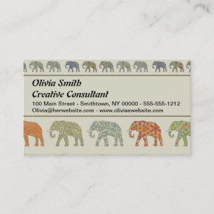 Olifant Kleurrijk Dier Patroon Modern Visitekaartje