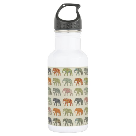 Olifant Kleurrijk Dier Patroon Modern Waterfles (Voorkant)