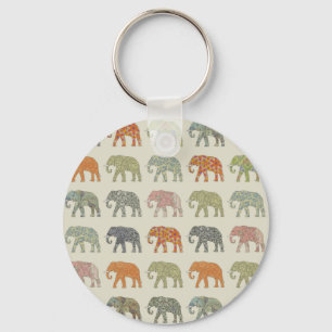 Olifant Kleurrijk Dier Patroon Sleutelhanger