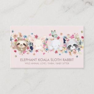 OLIFANT KOALA LUIAARD KONIJN BABY DIER ROZE VISITEKAARTJE
