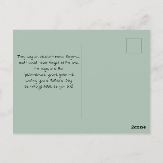  olifant koe met haar baby briefkaart (Achterkant)