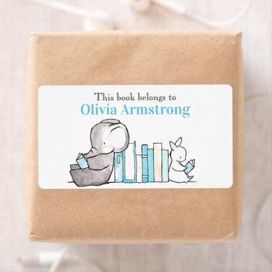 Olifant & Konijn Gepersonaliseerde Bookplate Etiket (Insitu)