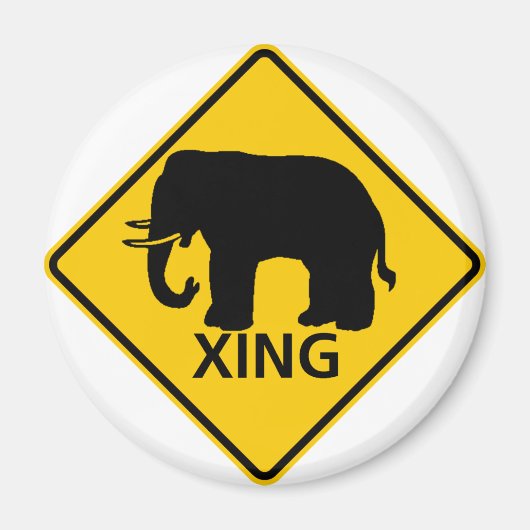 Olifant kruising snelweg teken magneet (Voorkant)