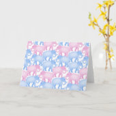 Olifant kudde in roze en blauw kaart (Gele Bloem)