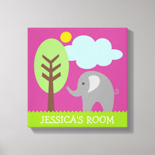 Olifant kunst canvas print voor kinderkamer (Voorkant)