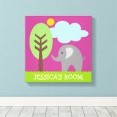 Olifant kunst canvas print voor kinderkamer (Insitu (Houten vloer))