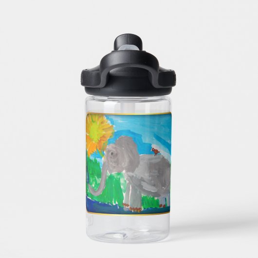 Olifant Kunst door Kinderen Waterfles (Achterkant)