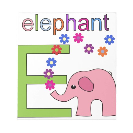 Olifant Letter E Notitieblok (Voorkant)