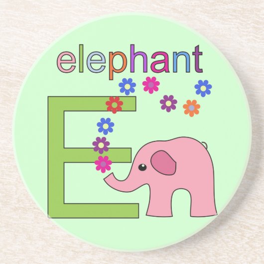 Olifant Letter E Zandsteen Onderzetter (Voorkant)