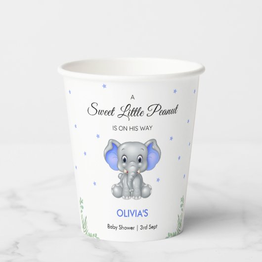 Olifant lief klein pinda jongen Baby shower Papieren Bekers (Achterkant)