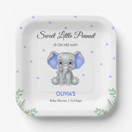 Olifant lief klein pinda jongen Baby shower Papieren Bordje