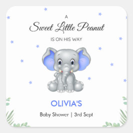 Olifant lief klein pinda jongen Baby shower Vierkante Sticker