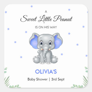 Olifant lief klein pinda jongen Baby shower Vierkante Sticker